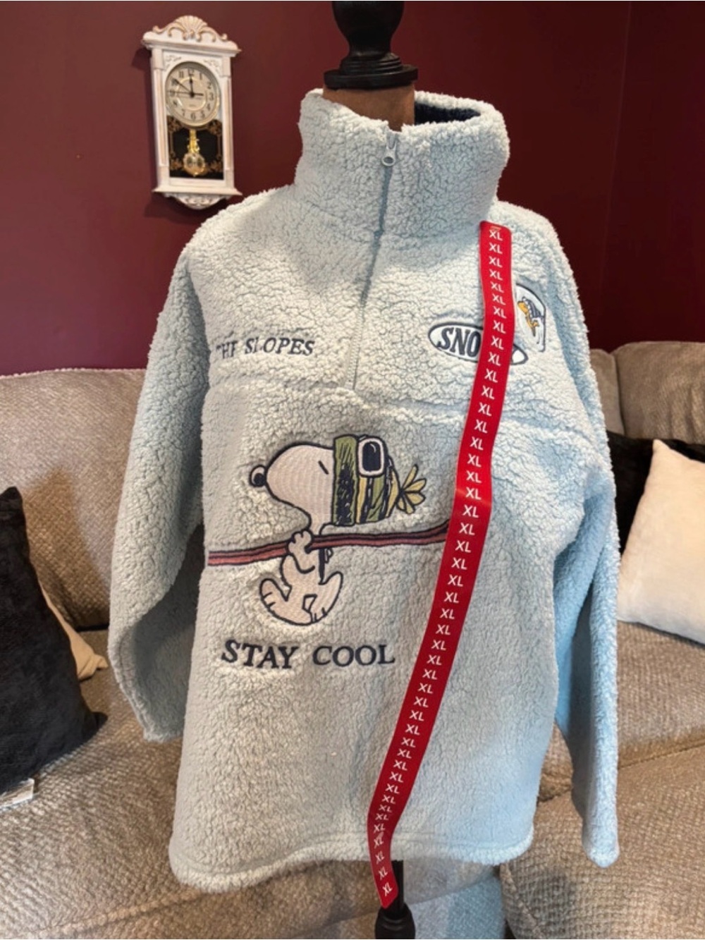 Disney Light Blue Sherpa Turtleneck Sweater with Snoopy Graphic